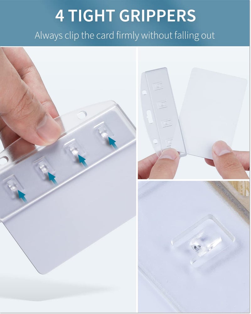 Pawfly 2 Pack Horizontal Half Card Badge Holders with Grippers Hard Transparent Protectors Sleeves Frosted Pouches for POS Magnetic Swipe Cards IDs Credit Cards and Passes - Image 5